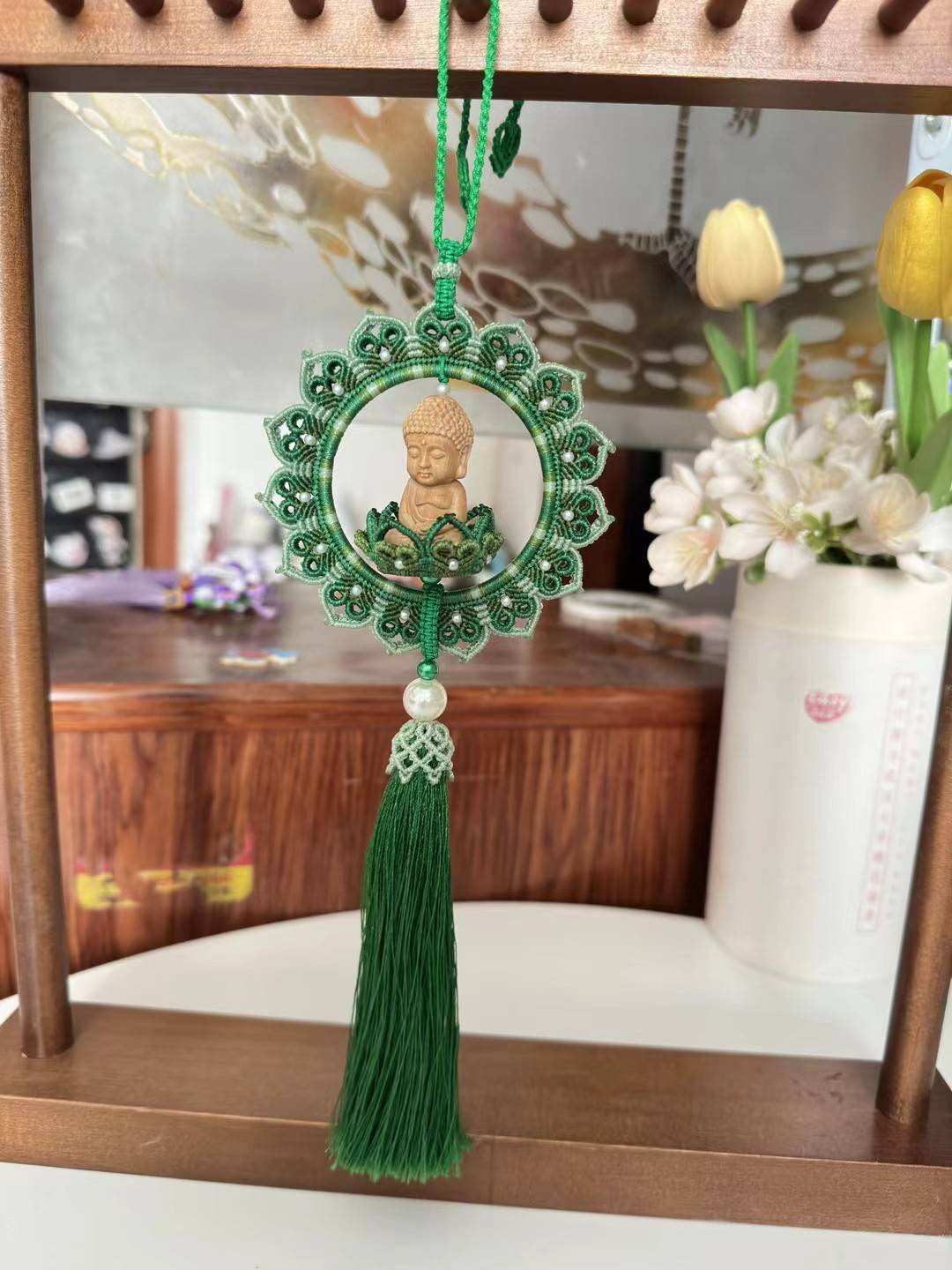 翠影莲台佛佑挂件